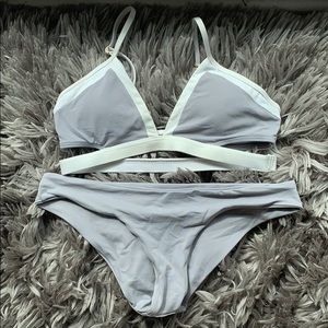 L-SPACE 2 piece grey and white bikini set!